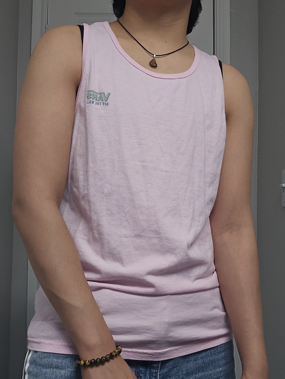 Vans Off The Wall Men's Small Pink Palm Tree Graphic Tank Top